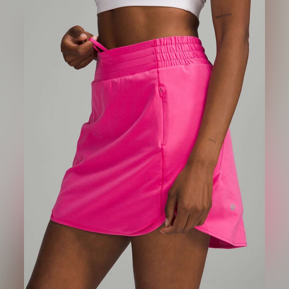Lululemon Hotty Hot High-Rise Skirt Skort Long Mesh Sonic Pink Size 2